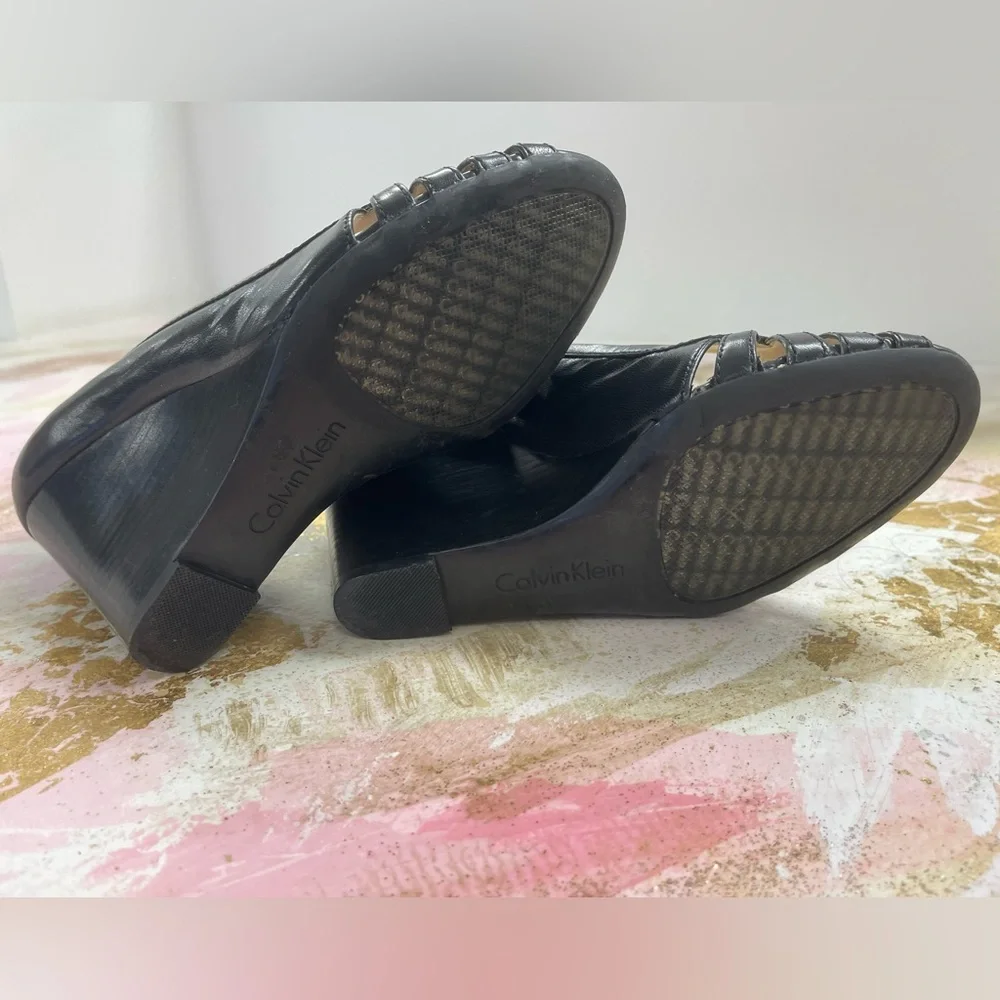 Calvin Klein Black Wedges Open-Toe Shoe 8